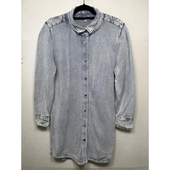Vintage PBJ Blues Denim & Knit Tunic Cardigan Sweater, XL - Picture 1 of 5